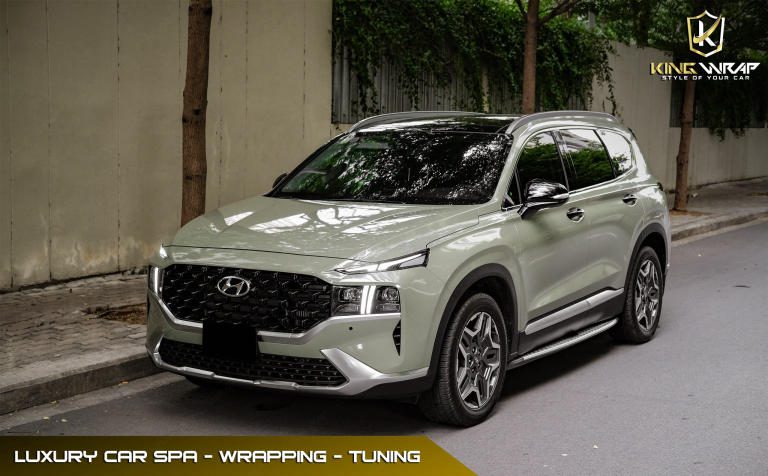 Dán đổi màu xanh rêu Huyndai Santafe