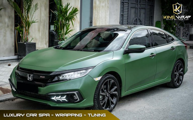 Dán đổi màu xanh quân đội Honda Civic