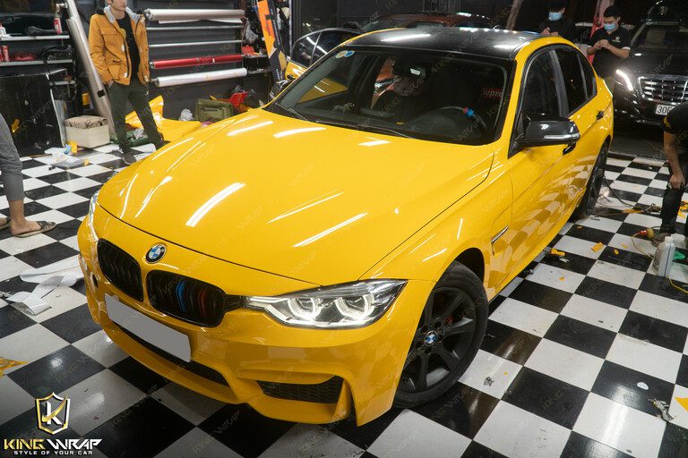 Decal ô tô BMW 328i đổi màu Vàng Bóng CG12HD