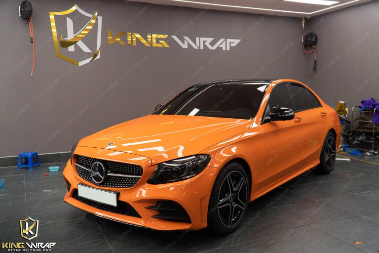 Dán đổi màu cam bóng Mercedes C300