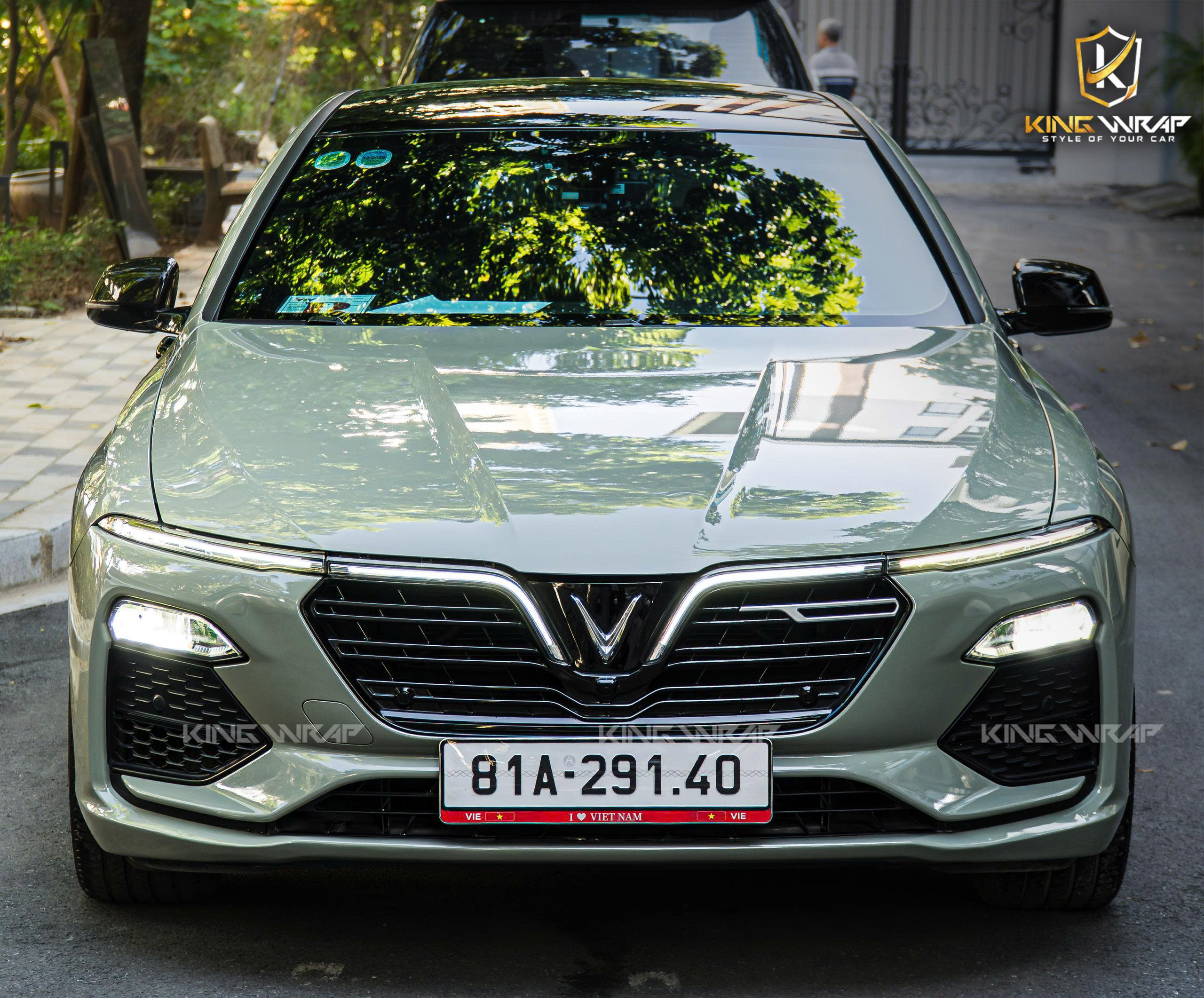 Dán đổi màu xanh rêu decal Teckwrap xe Vinfast LuxA