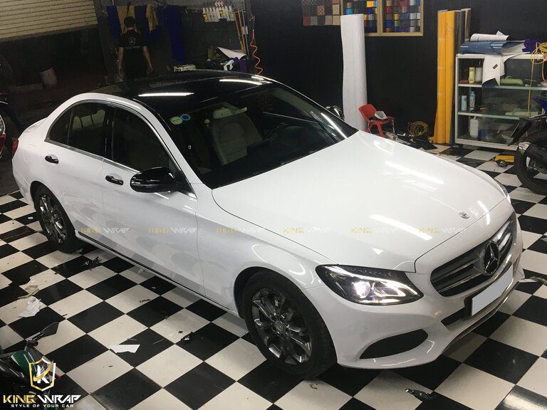 Dán decal đổi màu oto Mercedes C200 Trắng
