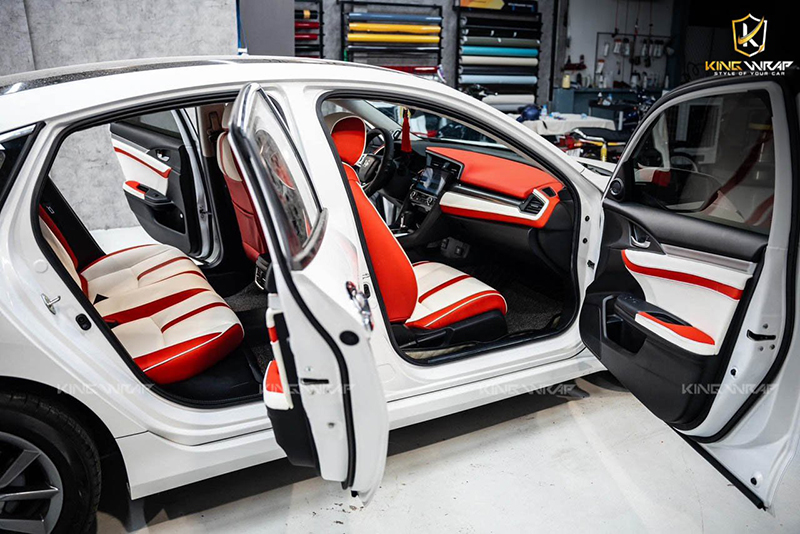 Bọc ghế da ô tô Honda Civic đỏ trắng