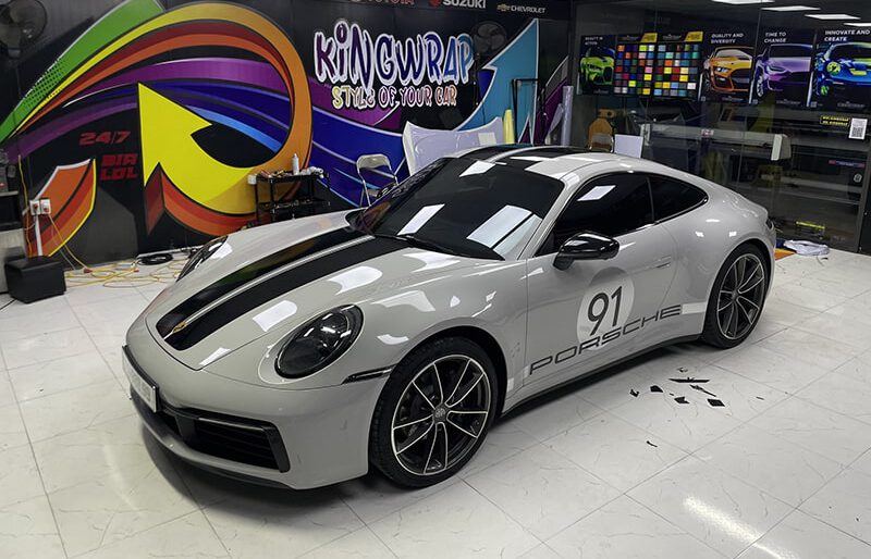 Dán đổi màu xám xi măng Porsche 911
