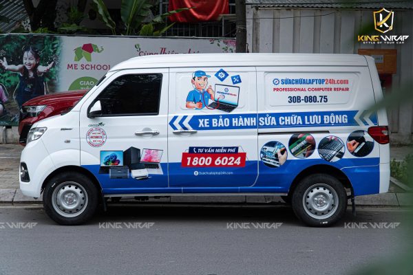 Dán tem quảng cáo doanh nghiệp cho xe SRM X30 