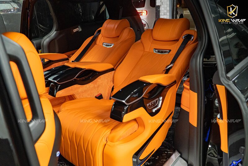 Độ Ghế Limousine KES Kia Carnival Màu Cam Hermes