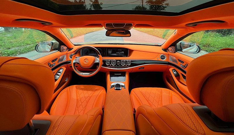 Đổi màu nội thất Mercedes S450 Cam Hermes