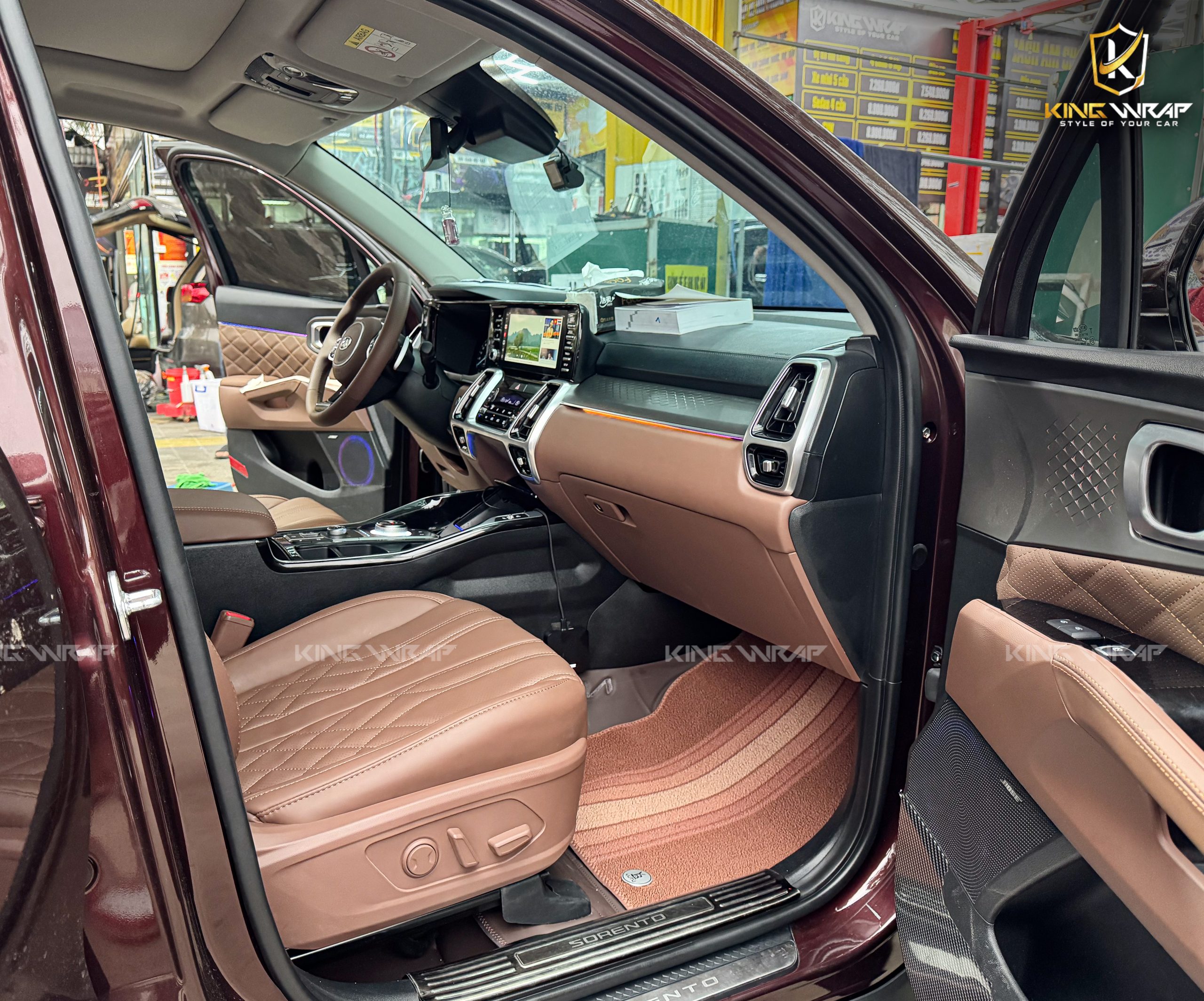 Đổi Màu Nội Thất Kia Sorento – Cam Hermes Sang Trọng