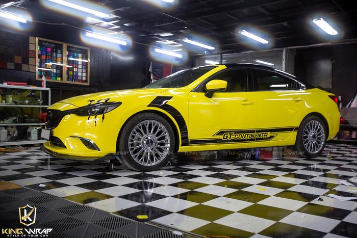 Dán decal đổi màu mazada 6 trắng sang vàng