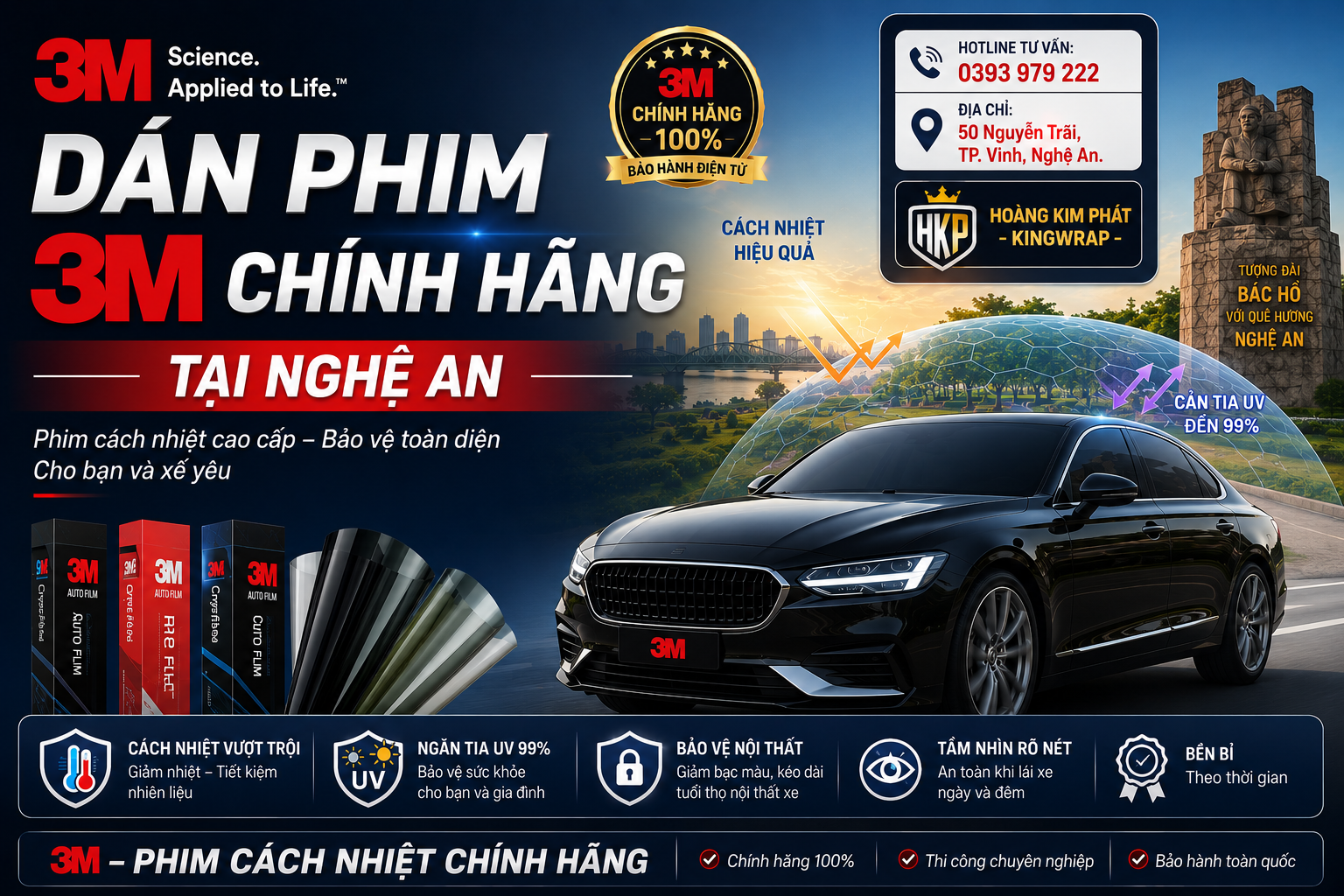 Dán phim 3M chính hãng tại Nghệ An