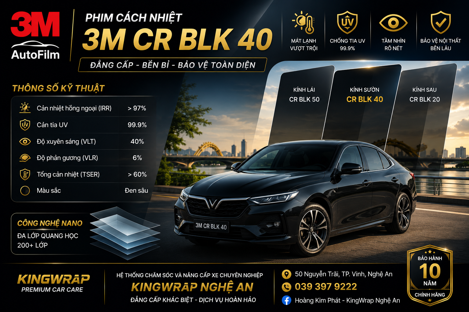 Phim Cách nhiệt 3M CR BLK 40