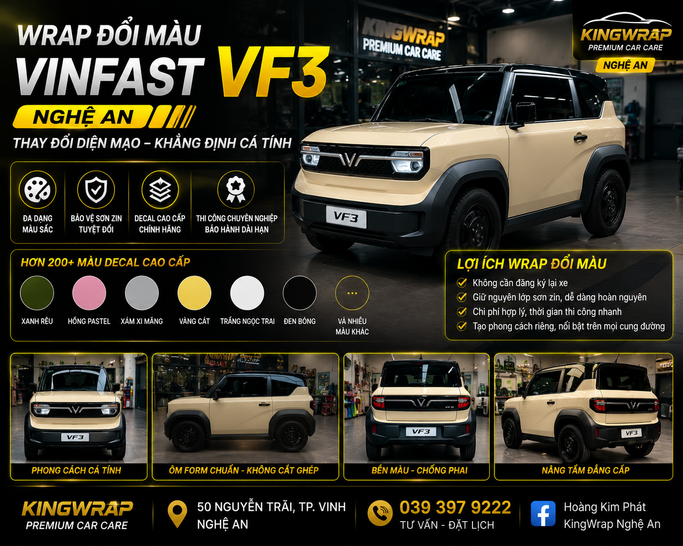 Wrap Đổi Màu VinFast VF3 Nghệ An